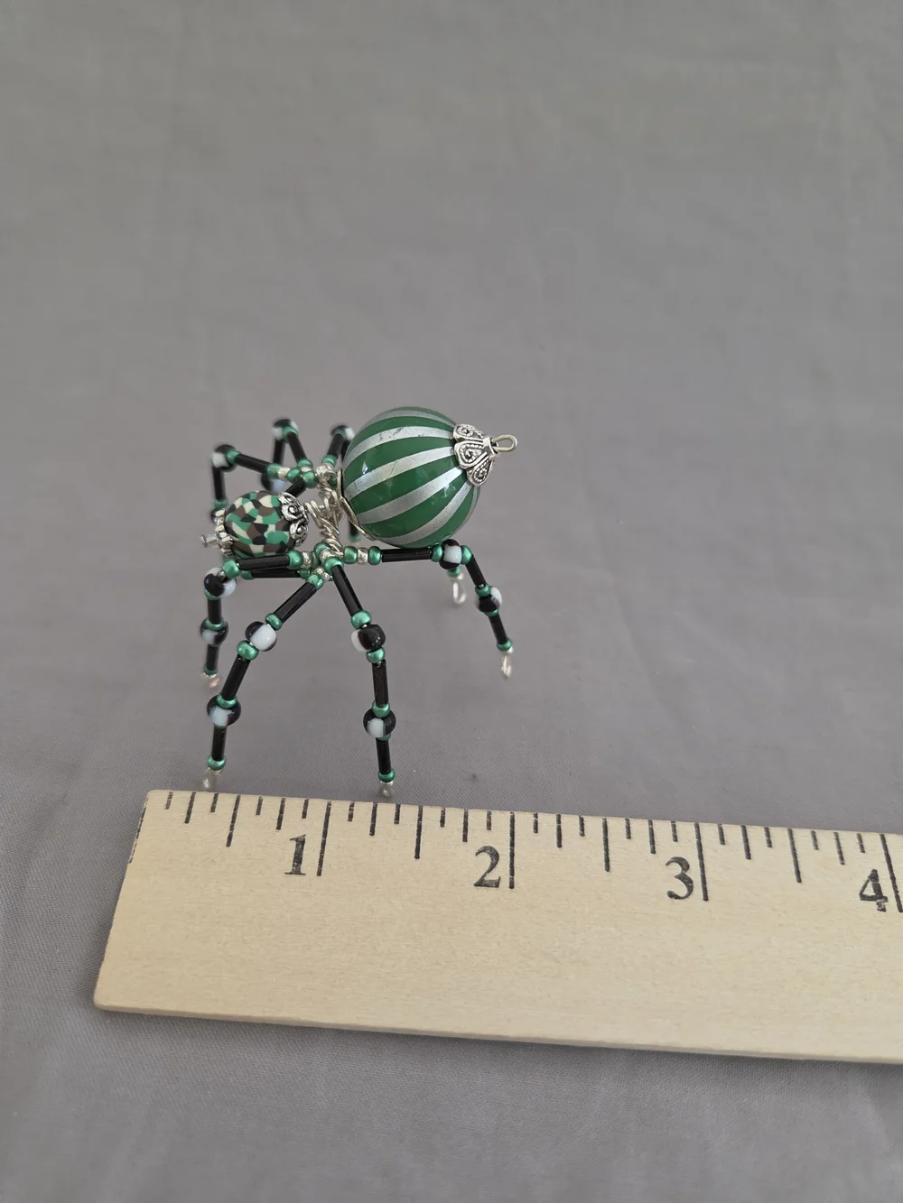 Handmade Green Beaded Spider